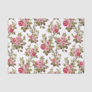 Papel De Seda Rosas Rosa Vintage Elegante - Fundo Branco
