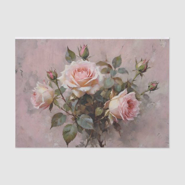 Papel De Seda Rosas Rosas Decoupagem Aquarela (Frente )