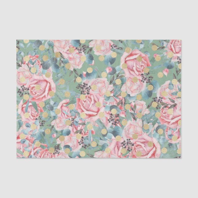 Papel De Seda Rosas Rosas (Design 15 Série Rosa) (Frente )
