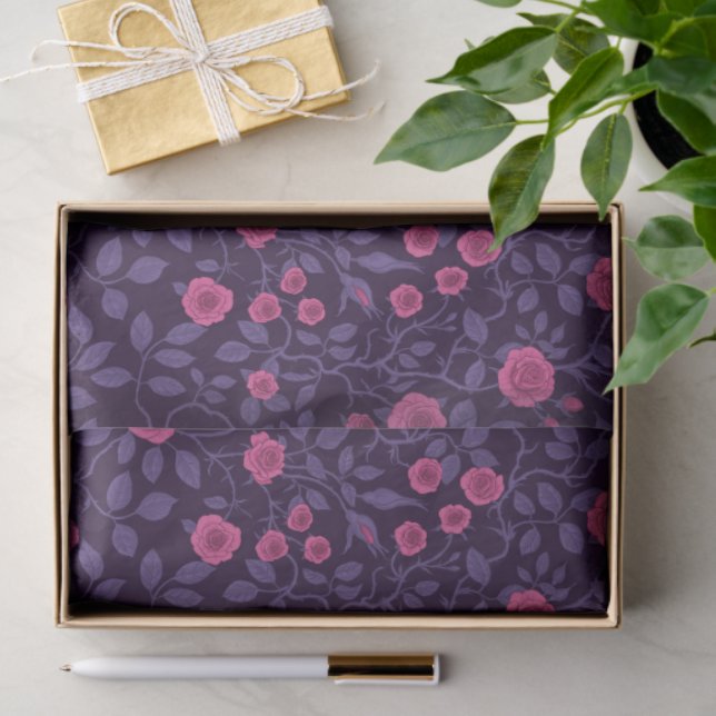 Papel De Seda Rosas selvagens a rosa e roxo (Presente)