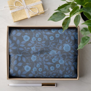 Papel De Seda Rosas selvagens em azul