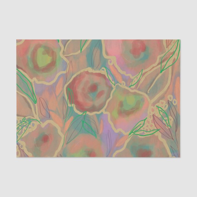 Papel De Seda Rosas selvagens multicolores (Frente )
