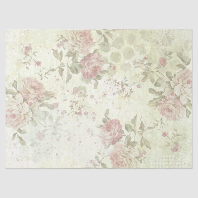 Papel De Seda Rosas Shabby Chic Design 1 (Frente )