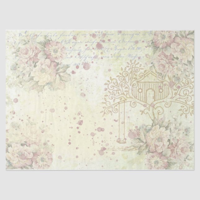 Papel De Seda Rosas Shabby Chic Design 3 (Frente )