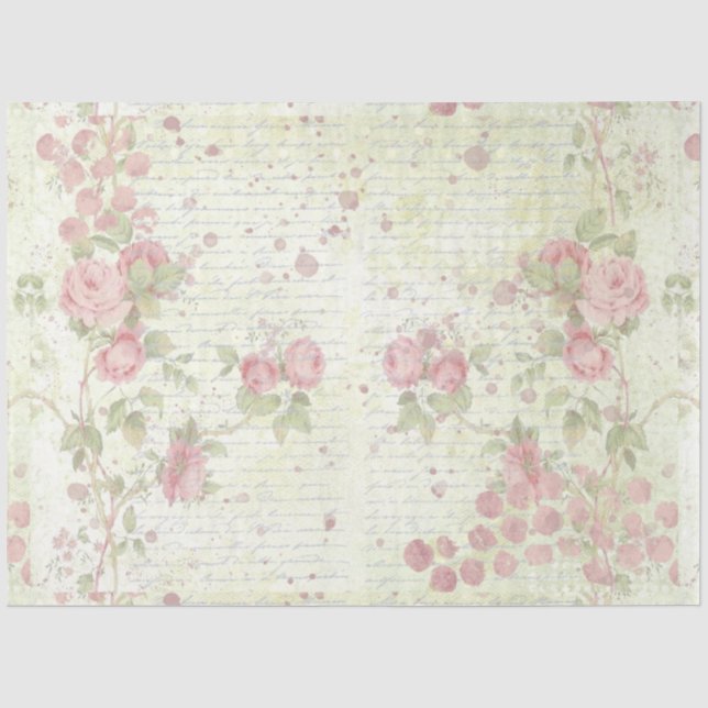 Papel De Seda Rosas Shabby Chic Design 5 (Frente )