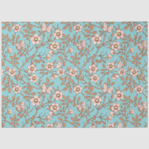 Papel De Seda Rosas silvestres e borboletas /rosa/marrom/lagoa
