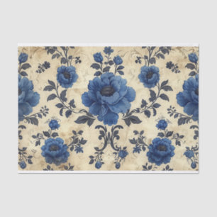 Papel De Seda Rosas Toile de Jouy em azul em idosos