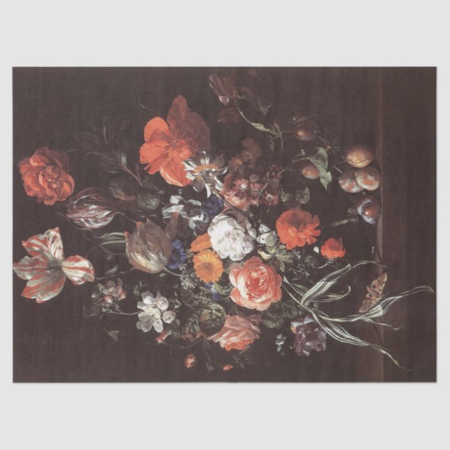Papel De Seda Rosas, Tulipas, Ranunculus por Rachel Ruysch (Frente )