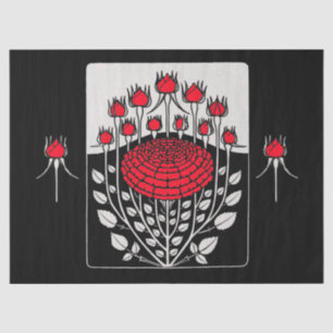 Papel De Seda ROSAS VERMELHAS BRANCAS PRETAS, ROSEBUDS Art Nouve