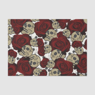 Papel De Seda Rosas vermelhas & branco gótico floral preto dos