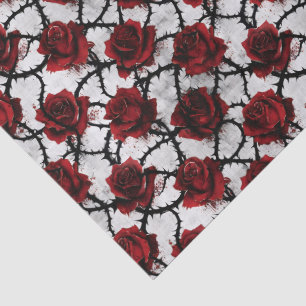 Papel De Seda Rosas Vermelhas com Espinhos Góticas Amor Sombrio