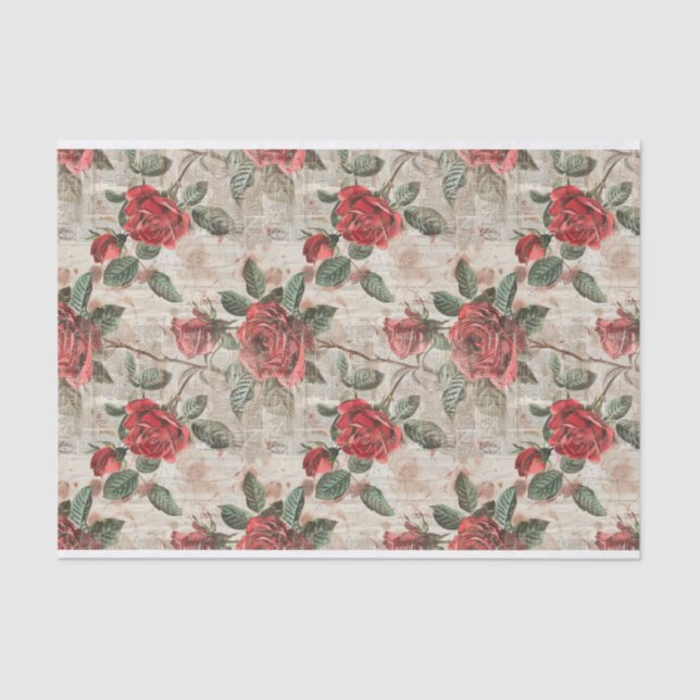 Papel De Seda Rosas vermelhas com problemas no padrão de impress (Frente )