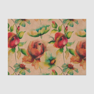 Papel De Seda Rosas vermelhas De Aquarelas Na Madeira
