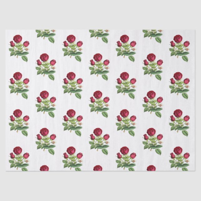 Papel De Seda Rosas Vermelhas de Chá Vintage Flores (Frente )