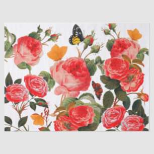 Papel De Seda ROSAS VERMELHAS E BORRACHAS AMARELAS Branco