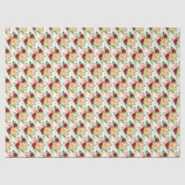 Papel De Seda Rosas Vermelhas e Laranjas Românticas