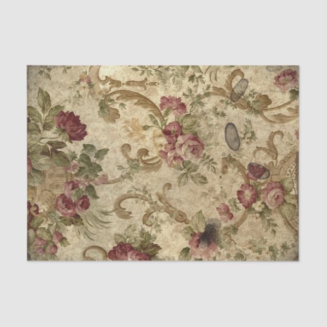 Papel De Seda Rosas vermelhas e Rolos Vitorianos (Frente )