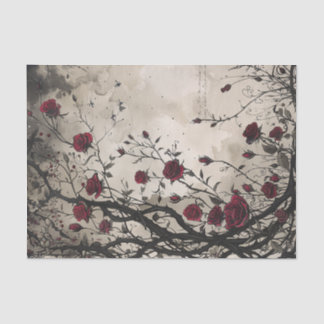 Papel De Seda Rosas vermelhas e Thorns Góticos