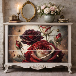 Papel De Seda Rosas Vermelhas Florais Profundas Decoupage