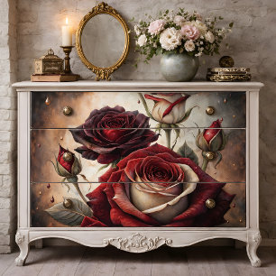 Papel De Seda Rosas Vermelhas Florais Profundas Decoupage