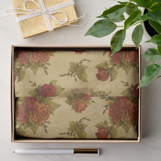 Papel De Seda Rosas vermelhas, Flores Vermelhas, Padrão De Flore (Presente)