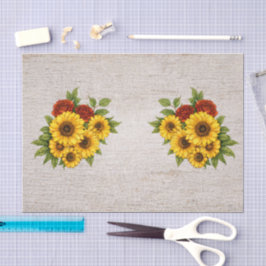 Papel De Seda Rosas Vermelhas Girassóis Fundo Xadrez Ivory Shabb