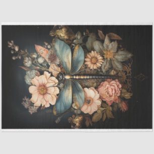 Papel De Seda Rosas Vintage e Dragonfly Decoupage
