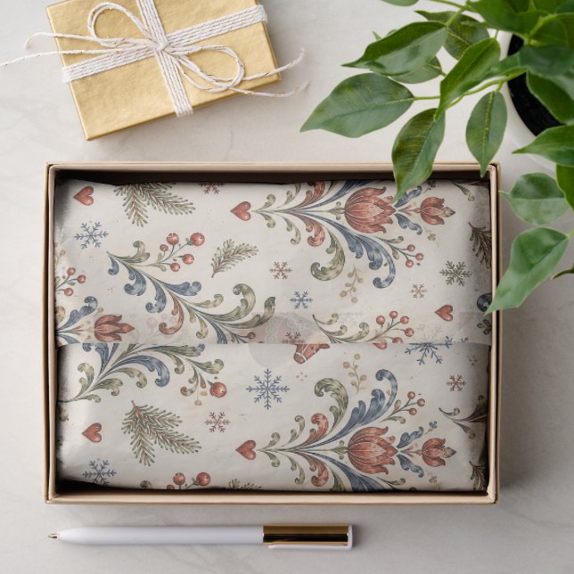 Papel De Seda Rosemaling Natal Nórdico  (Presente)