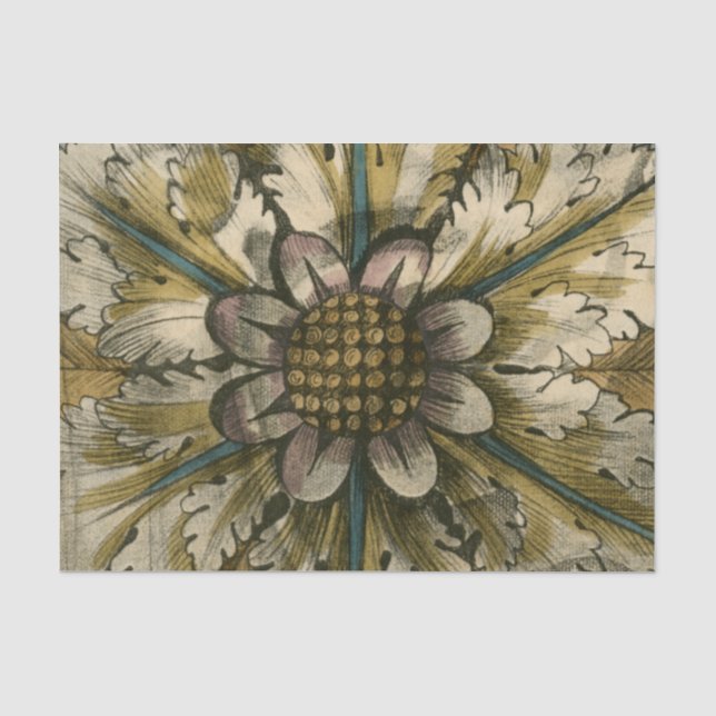 Papel De Seda Rosetas de Demarcação Decorativa no Fundo das Cinz (Frente )
