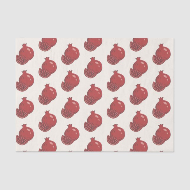 Papel De Seda Rosh Hashanah Red Pomegranates Estilo Grunge (Frente )