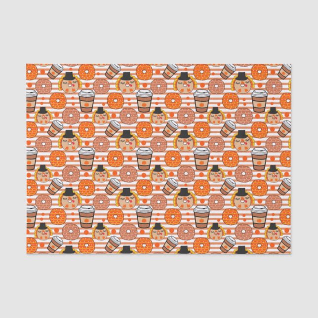 Papel De Seda Rosquinhas de Ação de Graças e Café Queda Laranja (Frente )