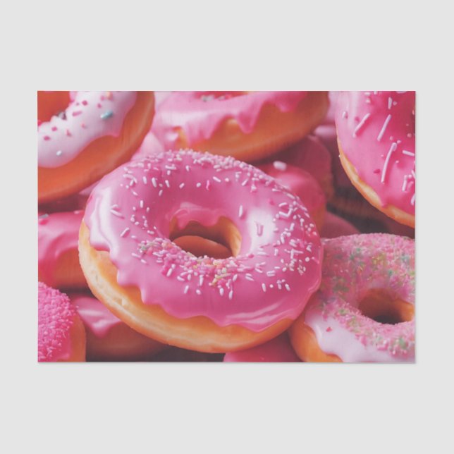 Papel De Seda Rosquinhas de morango rosa (Frente )