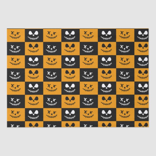 Papel De Seda Rosto Stitch Spooky | Dia das Bruxas Negro e Laran (Frente )
