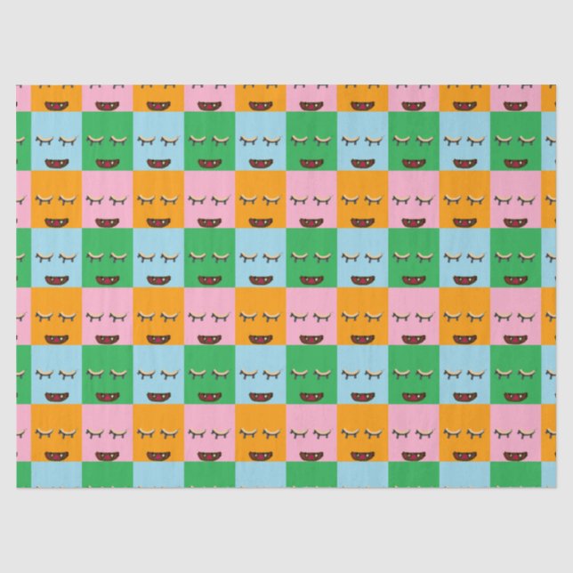Papel De Seda Rostos de blocos monstruosos sorridentes (Frente )