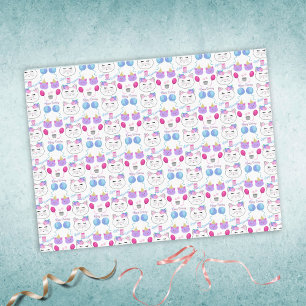 Papel De Seda Rostos de Gatos Doces Celebração de Aniversário