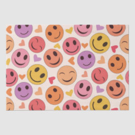 Papel De Seda Rostos felizes sorridentes coloridos com corações