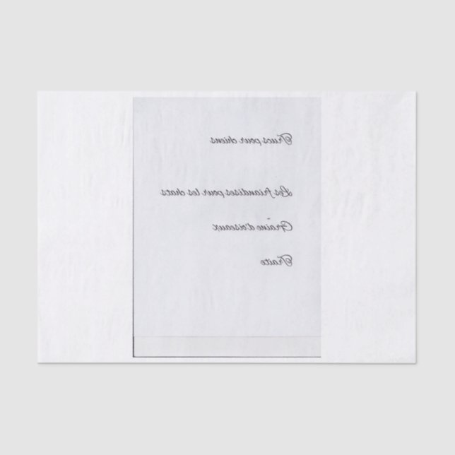 Papel De Seda Roteiro francês invertido para deleites do animal (Frente )