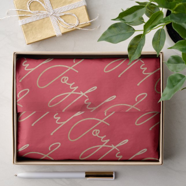 Papel De Seda Roteiro JOYFUL Dourado em Vermelho (Presente)