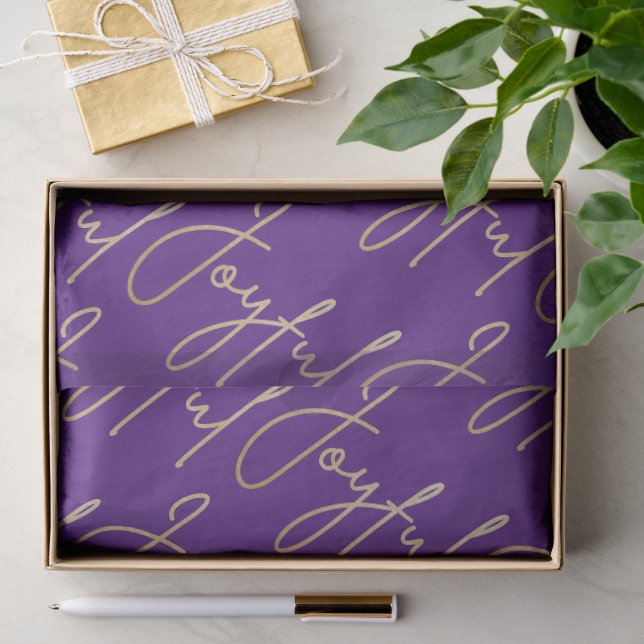 Papel De Seda Roteiro JOYFUL Dourado no Roxo (Presente)