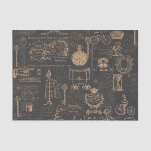 Papel De Seda Roteiro velho | Decoupage de Paris | do estilo do (Frente )