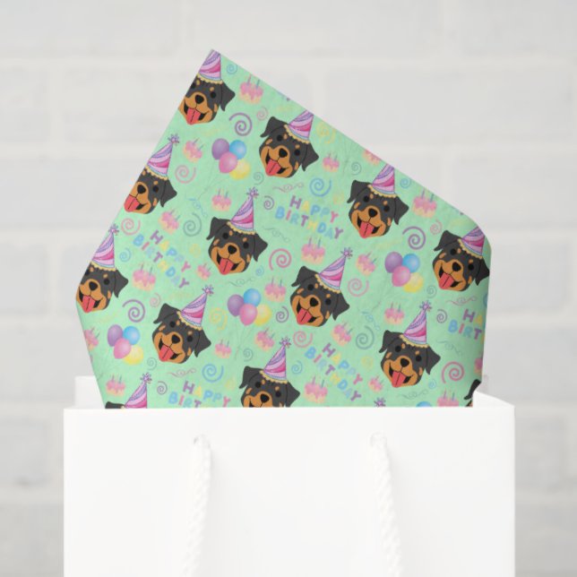 Papel De Seda Rottweiler Tissue Paper in Green (Sacola de presentes)