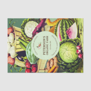 Papel De Seda Rótulo de Agricultura Local para Vegetais da Vinta