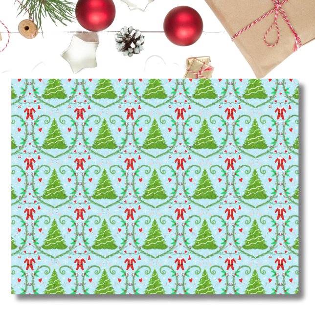 Papel De Seda Roupa de Papai Noel Menino Padrão de Árvore de Nat (Criador carregado)