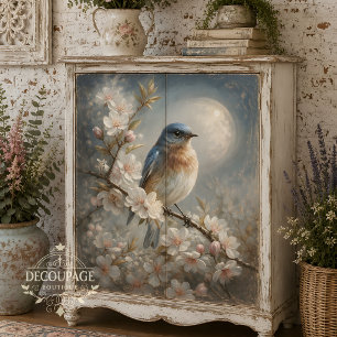 Papel De Seda Rouxinol ao luar Blue Bird Decoupage