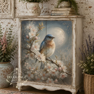 Papel De Seda Rouxinol ao luar Blue Bird Decoupage