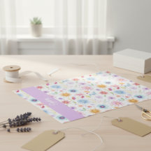 Roxo Azul Rosa Boho Flor de Campo Personalizado