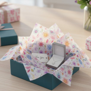 Papel De Seda Roxo Azul Rosa Boho Flor Silvestre