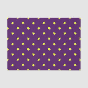 Papel De Seda Roxo com estrelas amarelas