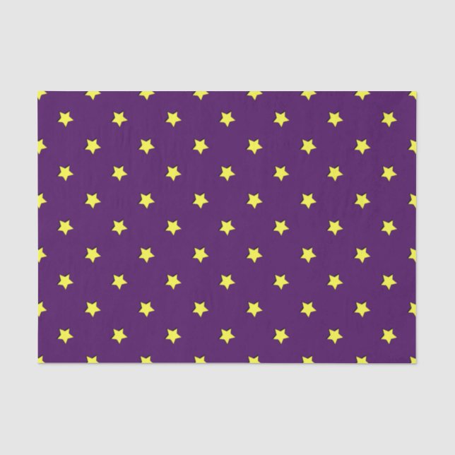 Papel De Seda Roxo com estrelas amarelas (Frente )