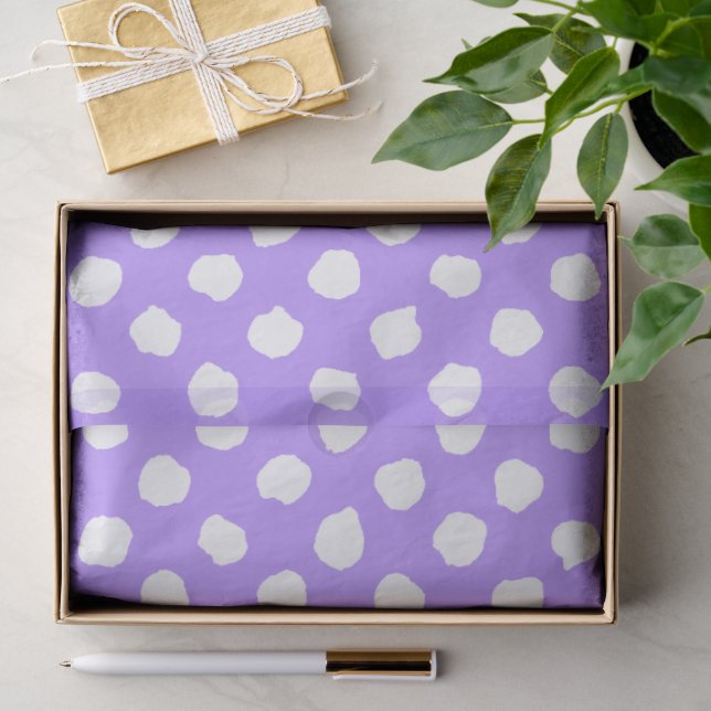 Papel De Seda Roxo Divertido Com Bolinhas Brancas Irregulares (Presente)